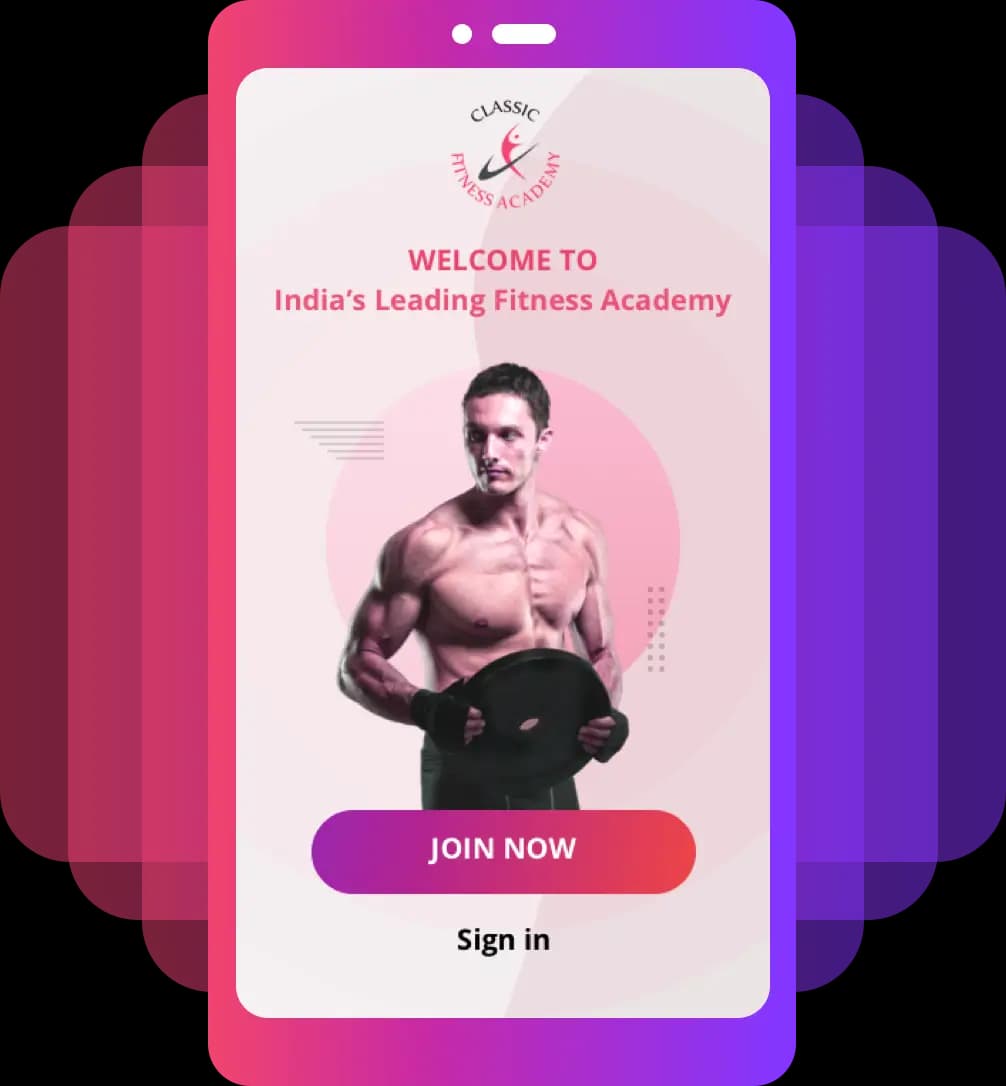 The Classic Fitness Academy student app on a phone